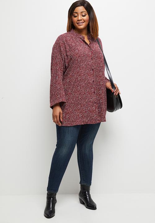 edit Plus - Mandarin collar shirt - multi 