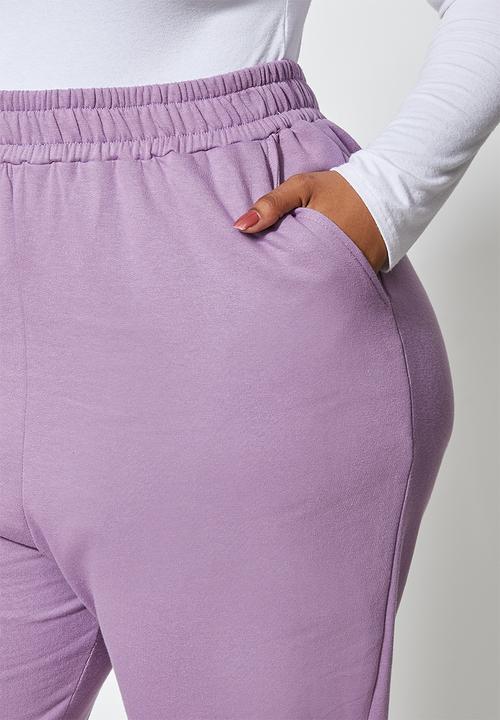 Superbalist - Rib cuffed track pants - mauve