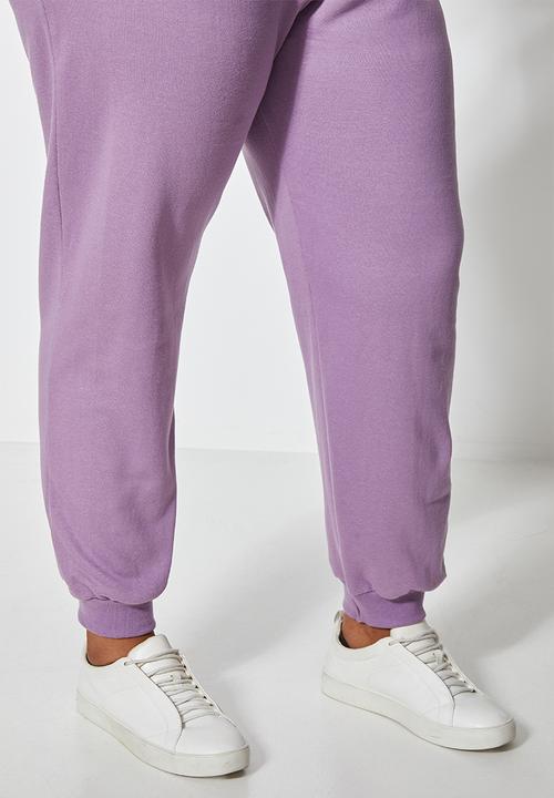 Superbalist - Rib cuffed track pants - mauve
