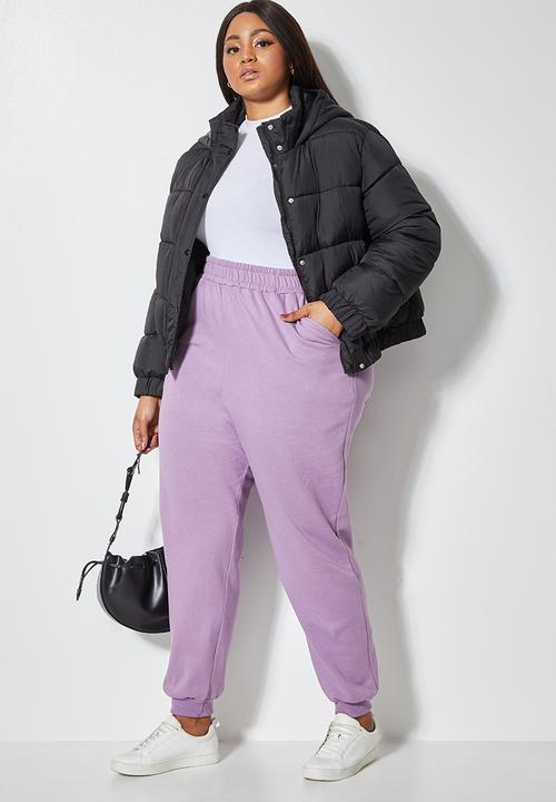 Superbalist - Rib cuffed track pants - mauve