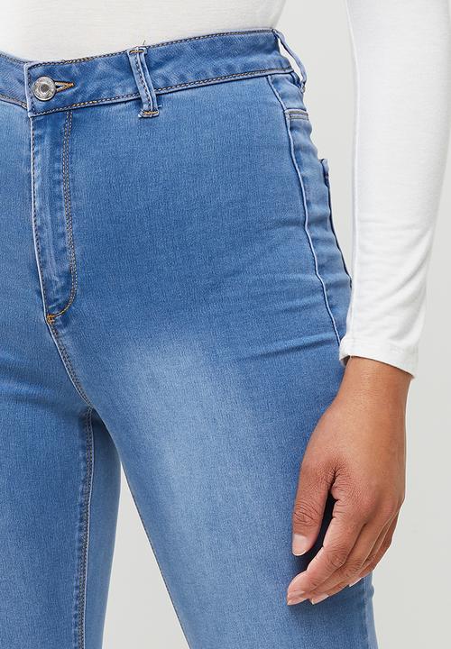 Missguided - Vice split hem detail super jeans - blue
