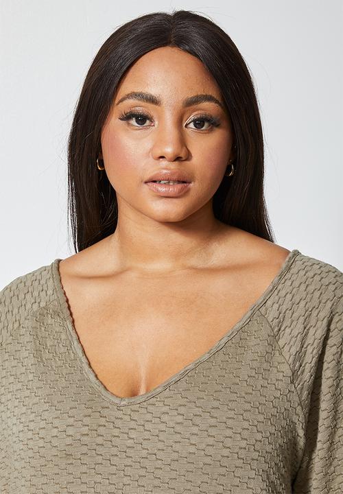 Superbalist - Ll textured v-neck top - mocha