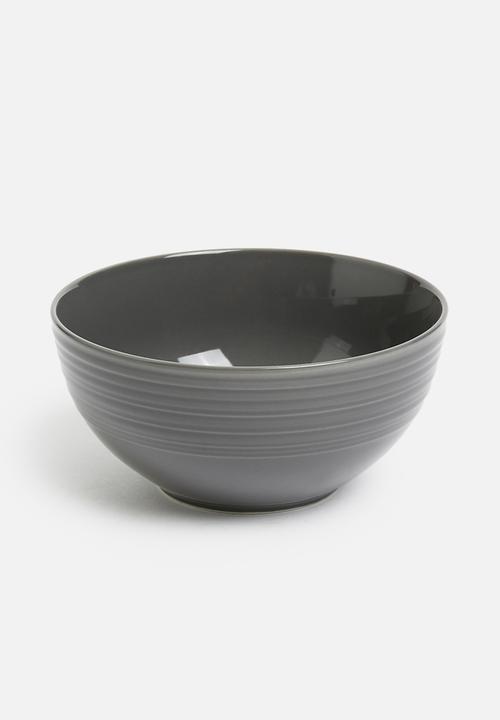 Jenna Clifford - Embossed lines  dinner set- 16 pc dark grey
