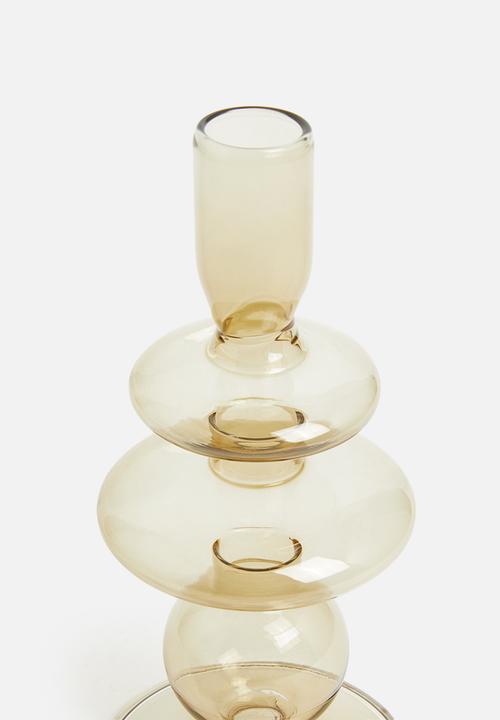 Present Time - Rings glass candle holder medium - sand brown