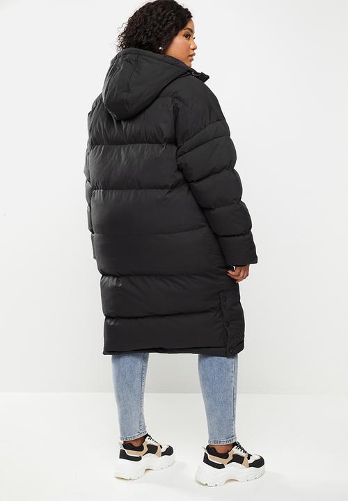 Missguided - Plus size long line puffa - black