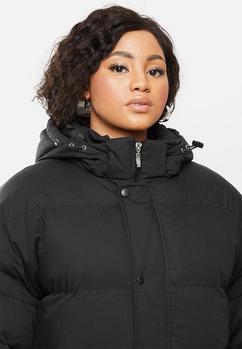 Missguided - Plus size long line puffa - black