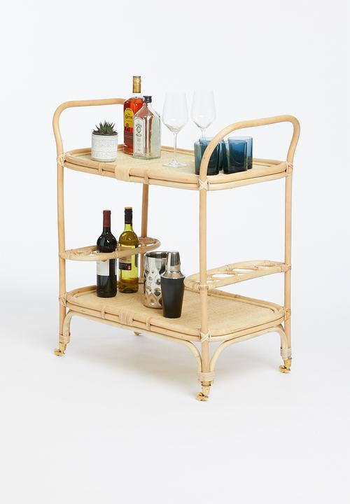Sixth Floor - Rattan drinks trolley - natural