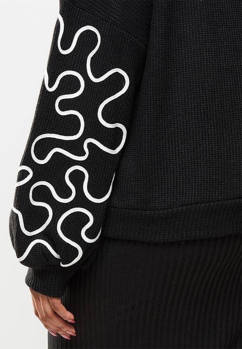 Me&B - Plus cornelli embroided jumper - black