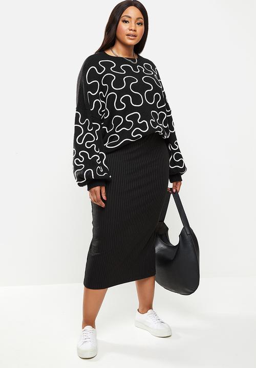 Me&B - Plus cornelli embroided jumper - black