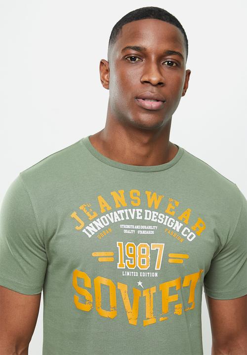 SOVIET - Axl slim fit crew neck tee - olive