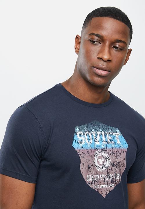 SOVIET - Trenet slim fit crew neck tee - navy