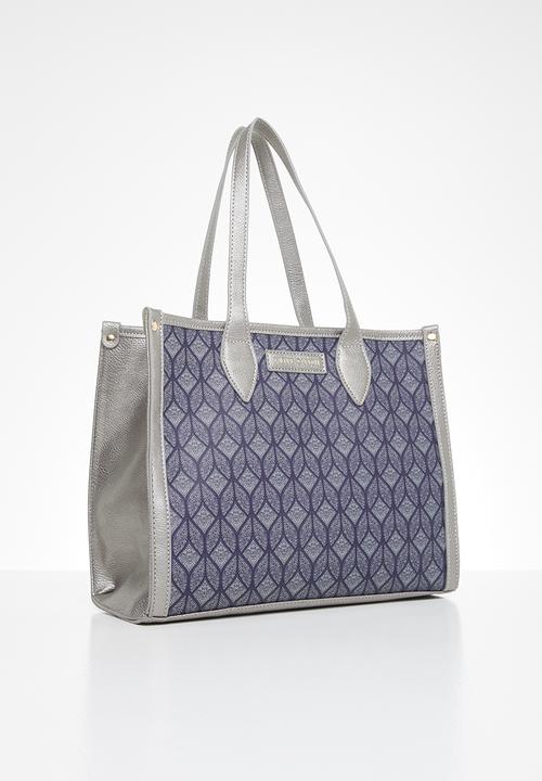 Pierre Cardin - Patricia print satchel - navy & silver