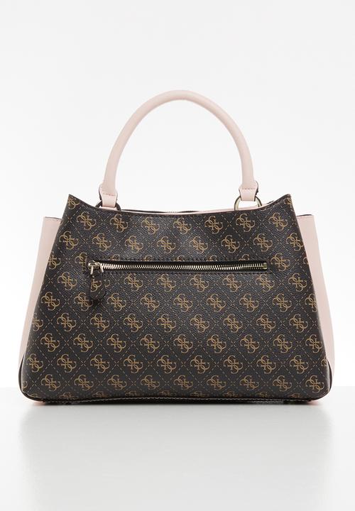 GUESS - Ambrose turnlock satchel - brown & blush