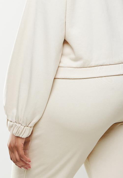 Glamorous - Plus quarter zip cropped sweat- stone