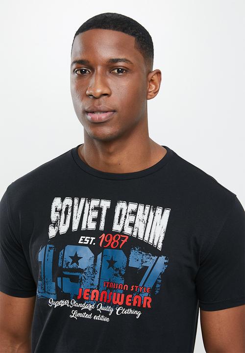SOVIET - Garfunkle slim fit crew neck tee - black