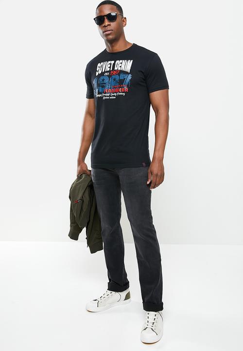 SOVIET - Garfunkle slim fit crew neck tee - black