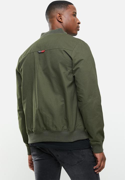 SOVIET - Roddick  zip through cotton twill jacket - green