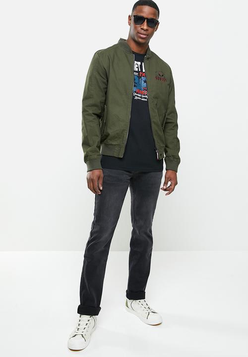 SOVIET - Roddick  zip through cotton twill jacket - green