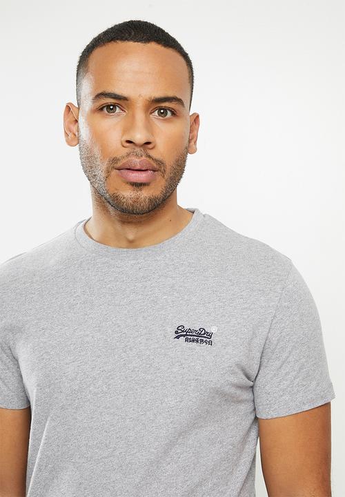 Superdry. - Ol vintage embroidery tee - grey & pink