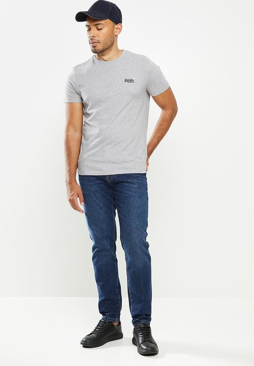Superdry. - Ol vintage embroidery tee - grey & pink
