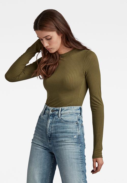 G-STAR - Slim rib longsleeve - sage