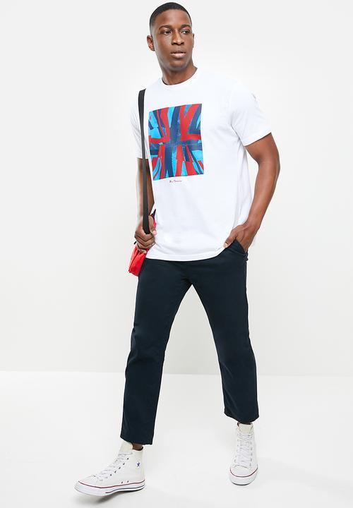 Ben Sherman - Half flag tee - white