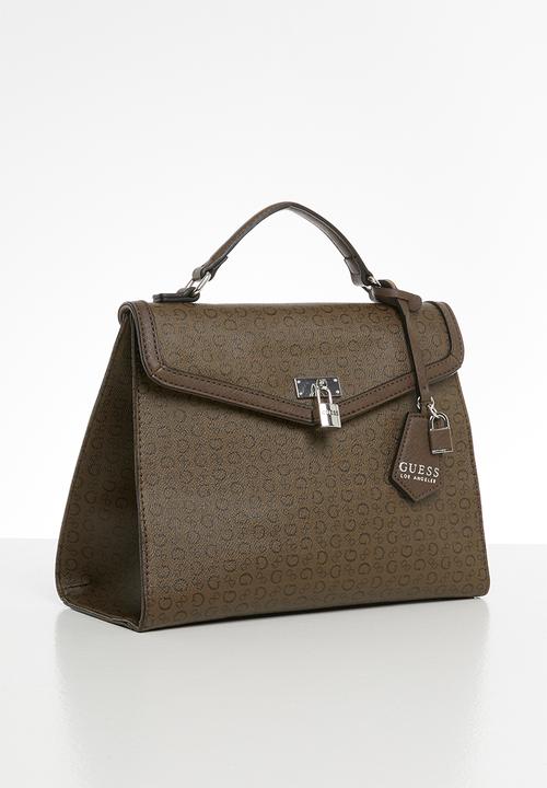 GUESS - Kravitz flap handbag - dark brown