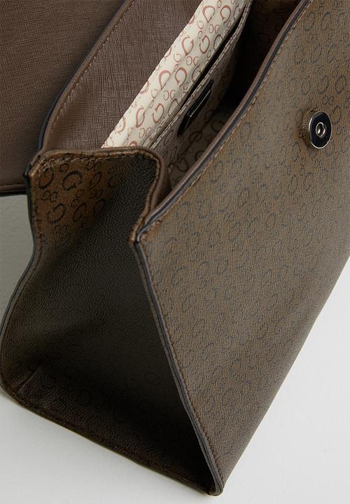 GUESS - Kravitz flap handbag - dark brown