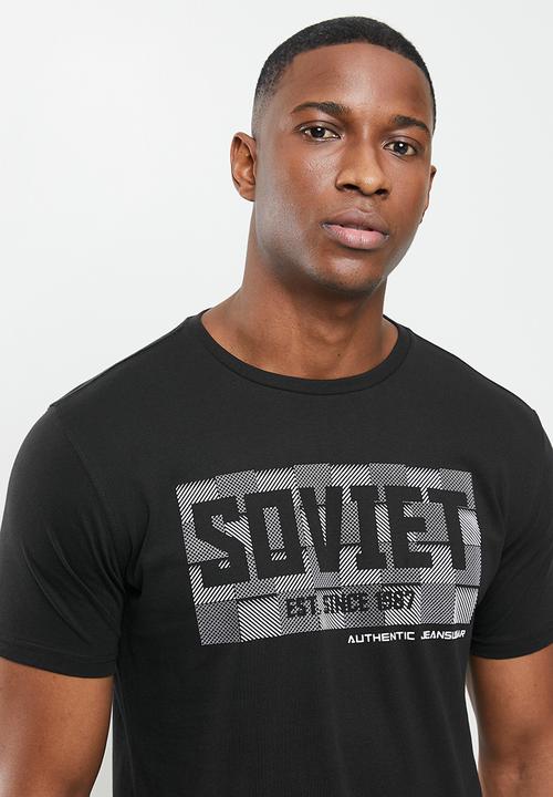 SOVIET - Lorca slim fit crew neck tee  - black