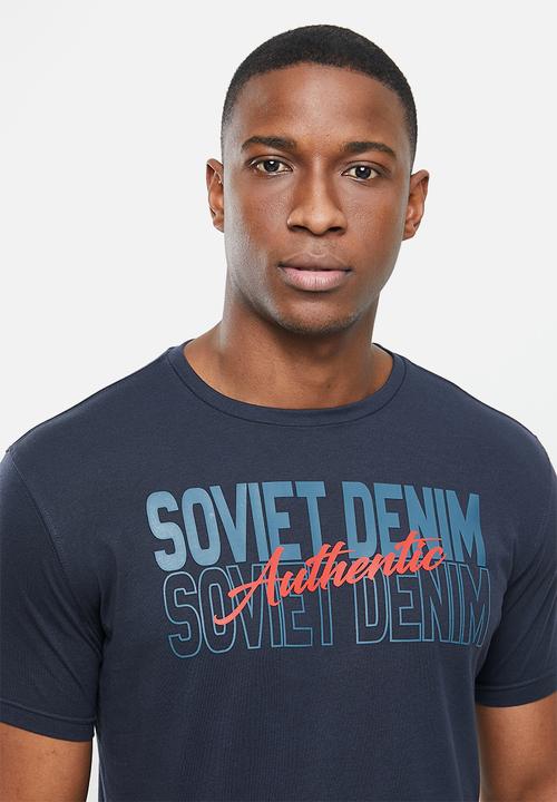 SOVIET - Nadal slim fit crew neck tee  - navy