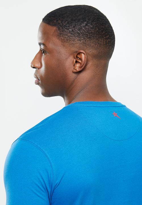 SOVIET - Blanco slim fit crew neck tee  - blue