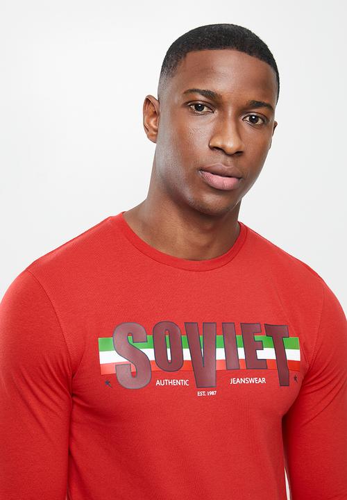 SOVIET - Ribeira  v-neck tee - red