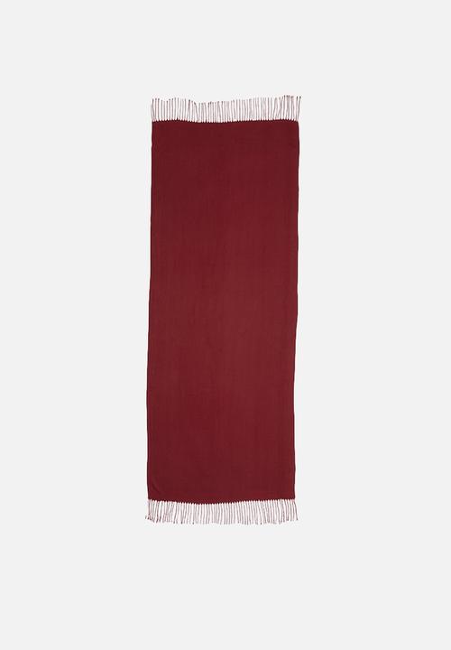 edit - Fringed scarf - burgundy