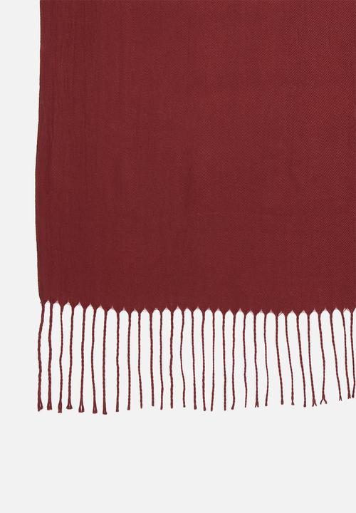 edit - Fringed scarf - burgundy