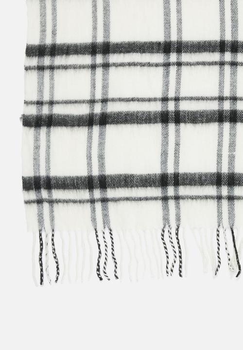 edit - Checkered scarf - cream & black