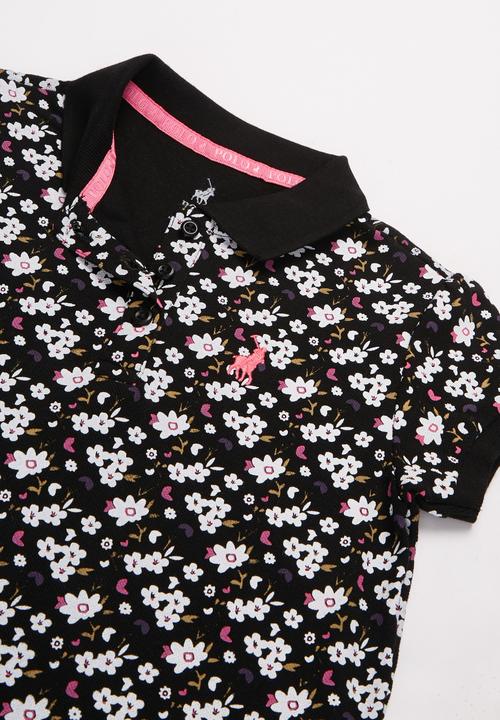POLO - Girls sophia floral printed golfer - black