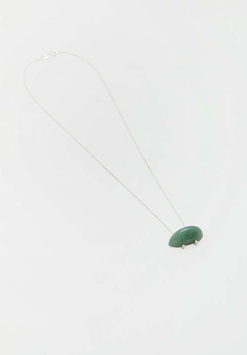 Lorne - Jade gemstone necklace - silver & green 