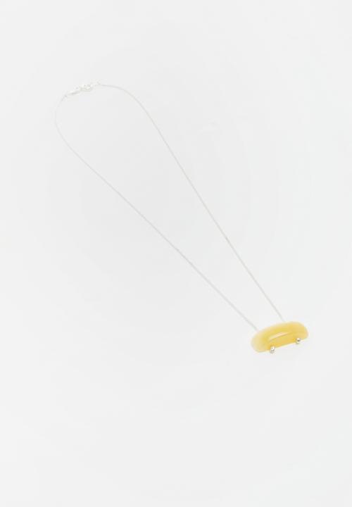 Lorne - Calcite gemstone necklace - silver & yellow 