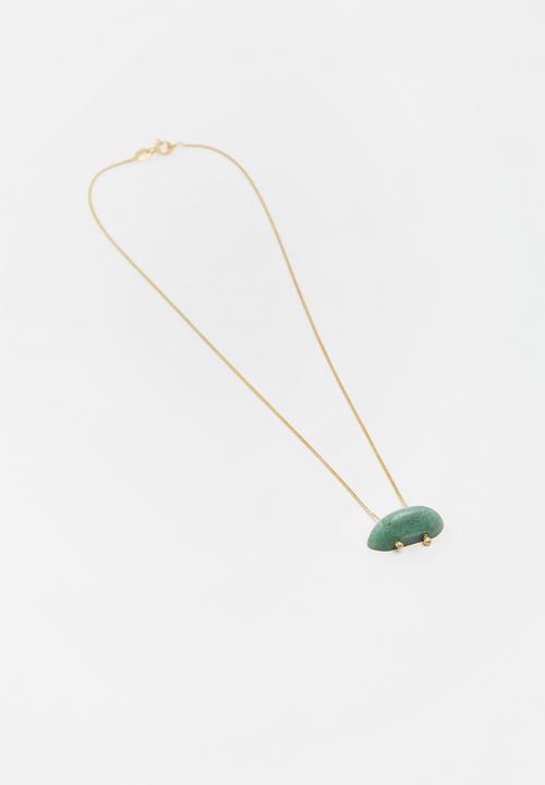 Lorne - Jade gemstone necklace - gold & green 
