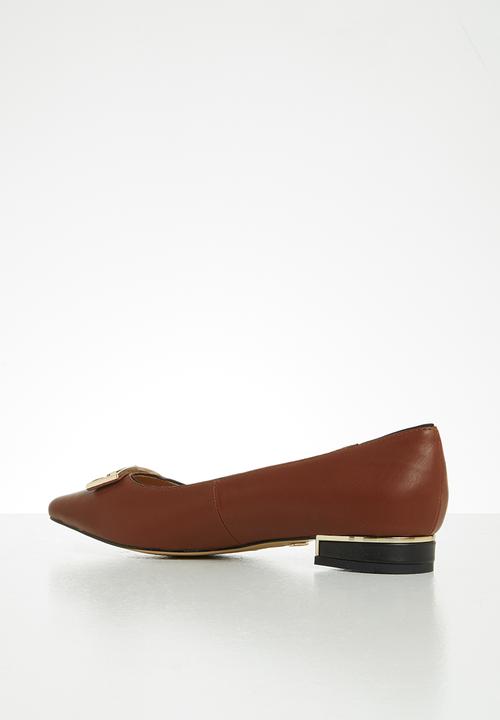 POLO - Bella leather polo pointed pump - brown