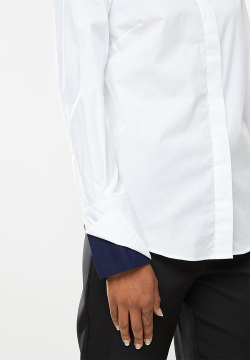 POLO - Candice double collar and cuff shirt - white