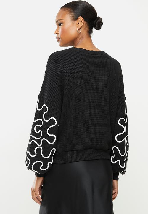 Me&B - Cornelli embroidered jumper - black