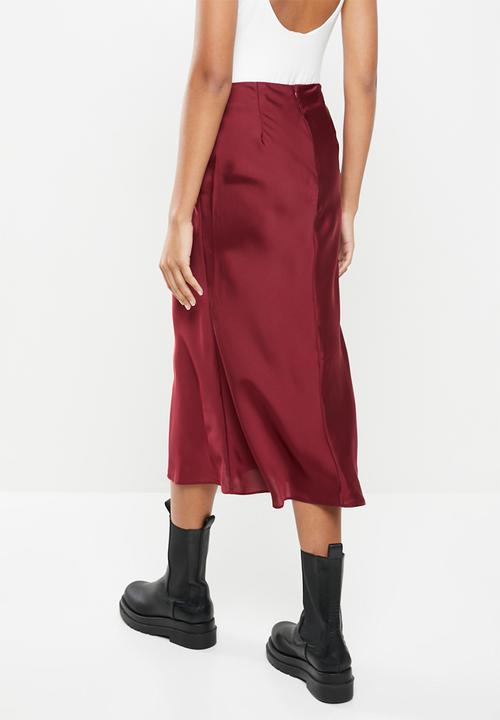 Glamorous - Satin slip skirt - wine