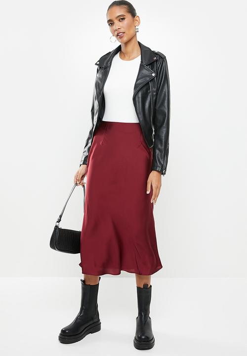 Glamorous - Satin slip skirt - wine