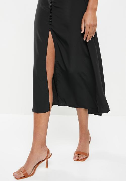 Glamorous - Button front high waisted skirt - black