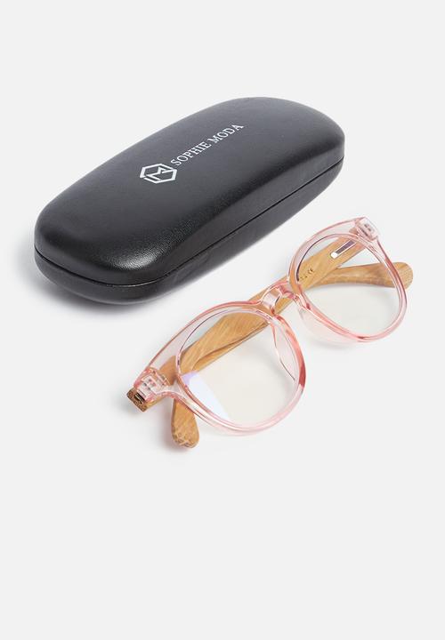 Sophie Moda - Reading glasses bamboo collection - pink & brown