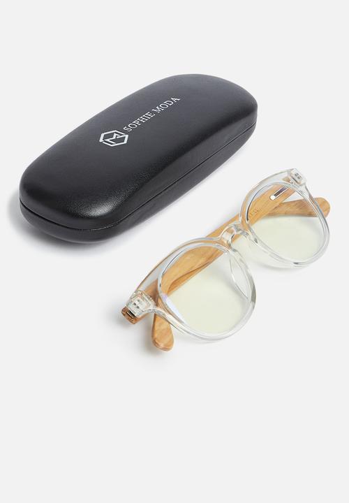 Sophie Moda - Reading glasses bamboo collection - clear/brown