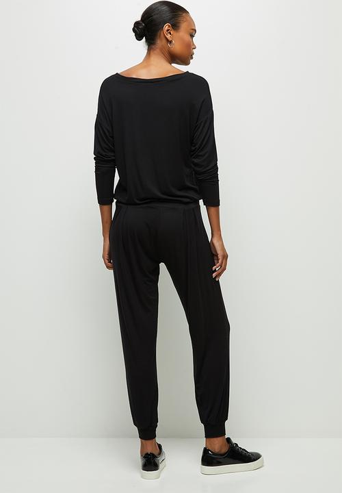 edit - Long sleeve harem jumpsuit - black