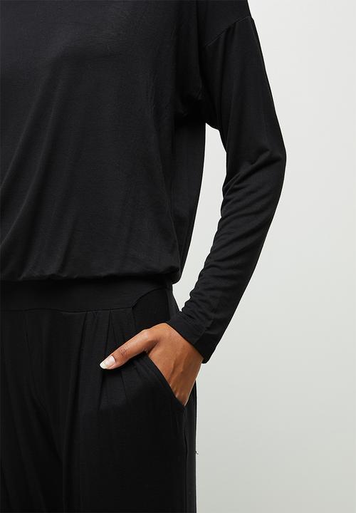 edit - Long sleeve harem jumpsuit - black