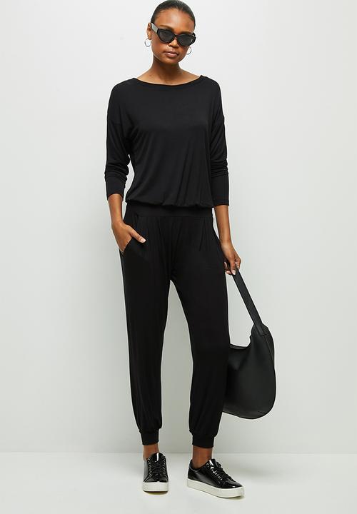 edit - Long sleeve harem jumpsuit - black
